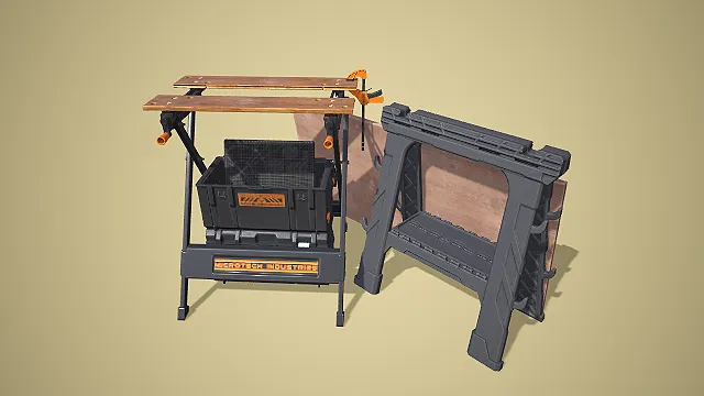 多功能折叠木工工作台组合 3D 低多边形工具模型