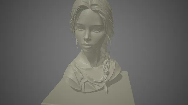 写实  少女  编发  胸像  麻花辫  文艺题材  雕塑  