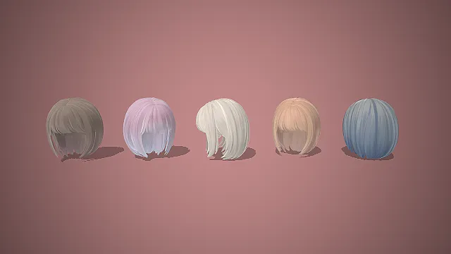 二次元发型  波波头  长卷发  日系风格  发丝纹理