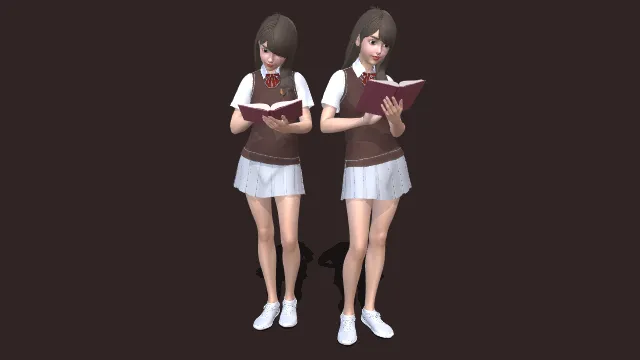 初中生高中生学生JK短裙校服灰色裙子长发女孩少女美女女生