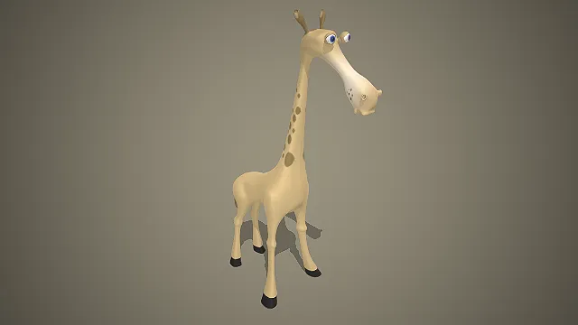 卡通长颈鹿角色  浅米色主体毛发  不规则斑点  搞怪Q版动物