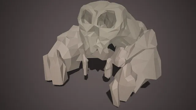 低多边形  骷髅头石  头骨  天然岩石  造型怪异  神秘感  荒岛遗迹  数字模型