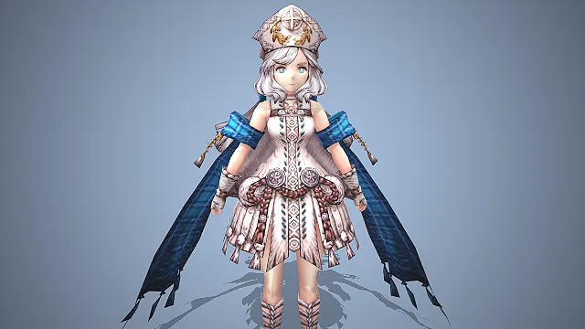 巫女祭司  冰蓝瞳少女  神职冠帽  治愈神性