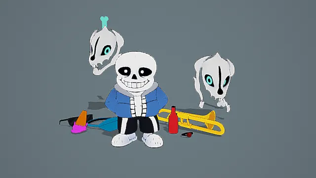 卡通骷髅风格搞怪角色模型 