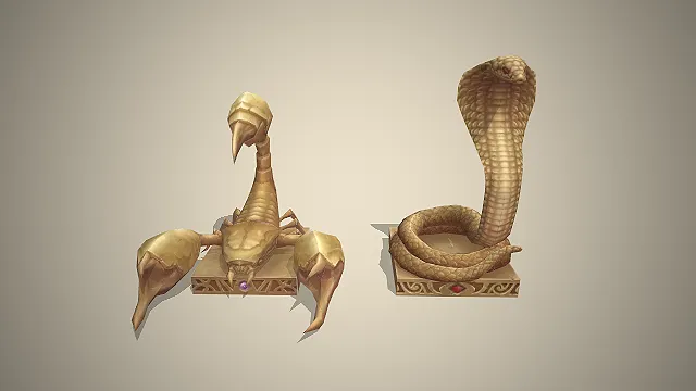 沙漠风格  神兽雕像  眼镜蛇图腾  宝石镶嵌