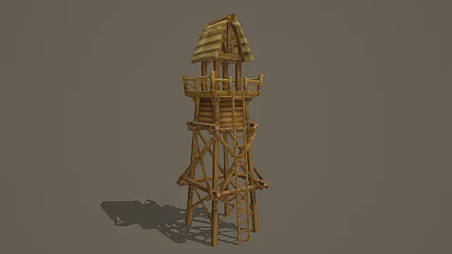 原始部落瞭望塔游戏场景模型 