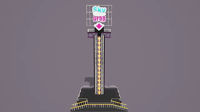 卡通风格跳楼机游乐设施3D模型