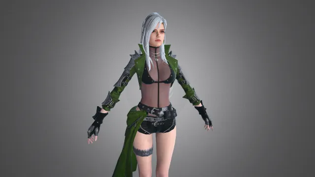 游戏模型 人物模型 绿衣朋克 游戏皮肤