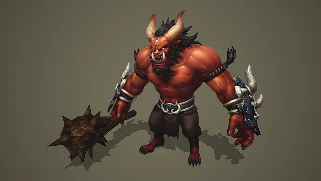 红肤牛魔王手持狼牙棒的东方神话恶鬼 BOSS 模型