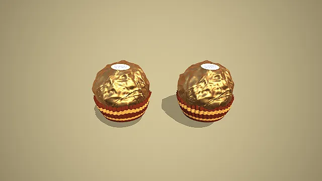 卡通风格费列罗 Rocher 金球组合 3D 低多边形轻奢零食场景装饰模型