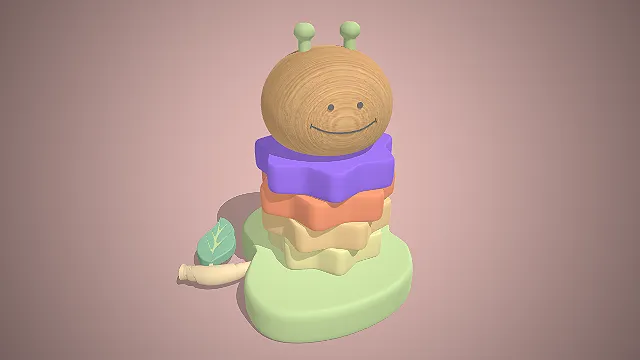 一个以卡通虫子为造型的儿童益智堆叠玩具3D模型