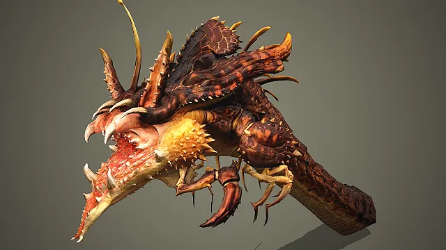 棕褐棘刺巨兽：赤砂毒棘变异巨蟒模型