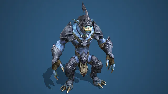 蓝肤兽人  蓝肤尖脊魔甲兽人  兽人战士  兽人建模  兽人角色
