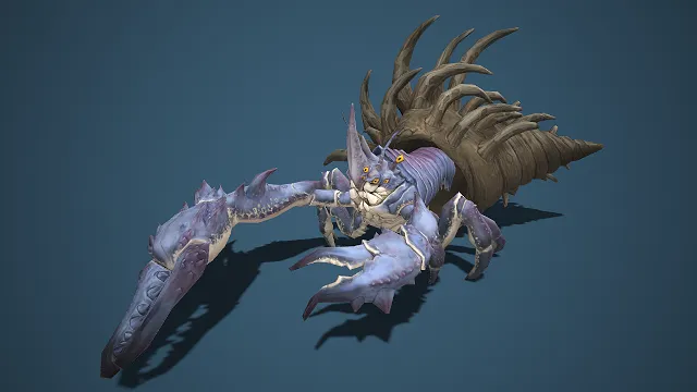 畸变甲壳魔物  紫纹巨钳  棘刺螺壳  多眼掠食者  深渊甲壳怪   3D 魔物模型