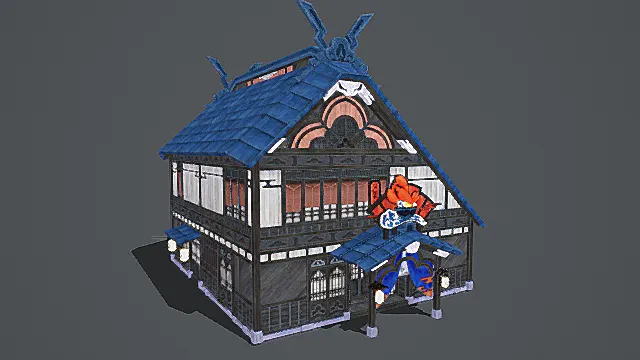 卡通风格日式和风美食屋3D模型