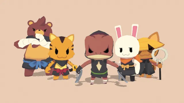 一堆动物忍者兔子老虎熊角色