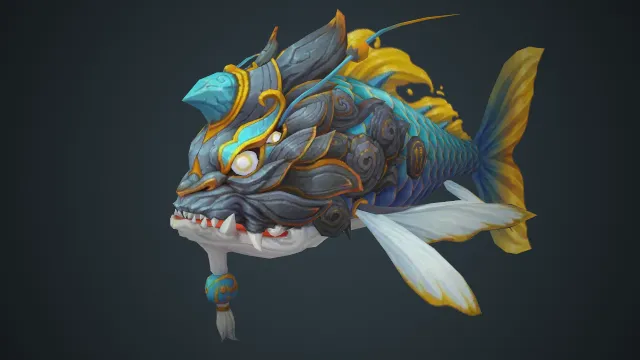 巨型低多边形怪物鱼变异海洋生物