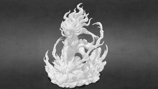 鬼灭之刃 灶门祢豆子 鬼化爆发版手办stl.stl