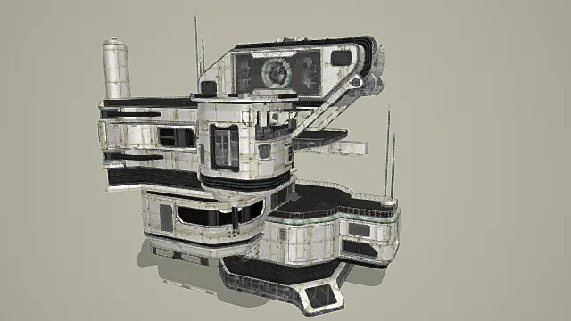 未来科幻风格工业空间站模型