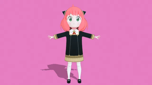 二次元卡通风格 小萝莉 小女孩 小学生角色3d模型