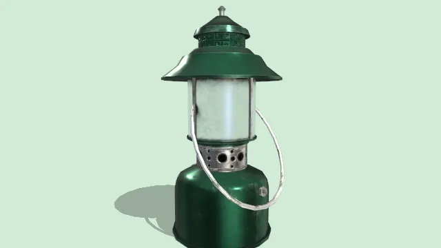 展示的是一款煤油灯的3D模型，具体为一款经典的户外提灯样式