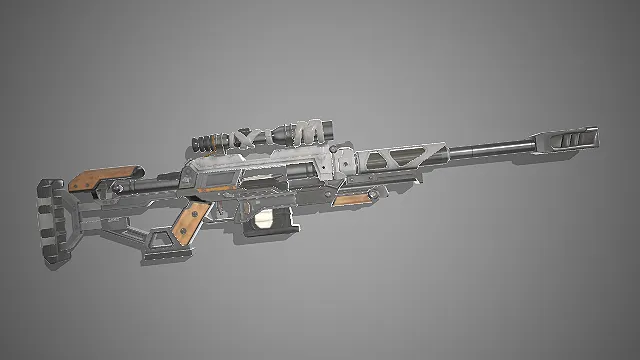 废土风狙击枪  做旧金属质感  战术枪托  工业机械风