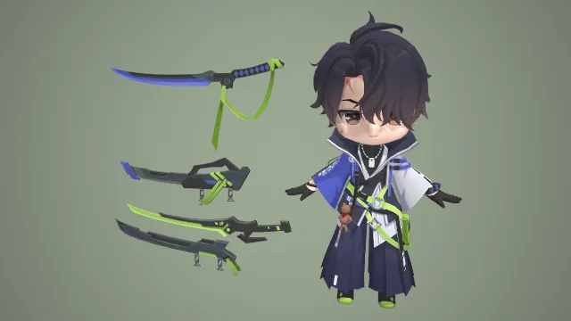 剑客 3d模型 手办 pbr模型 