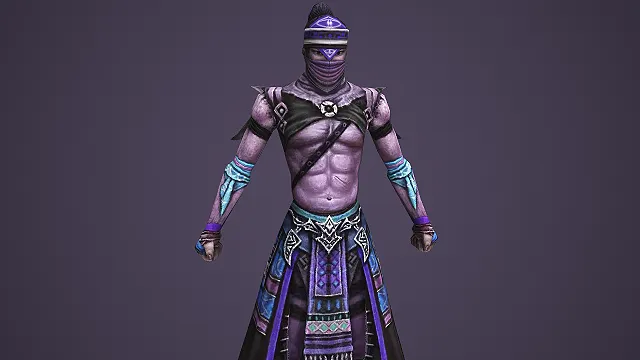蒙面紫肤的异域刺客战士游戏 3D 模型