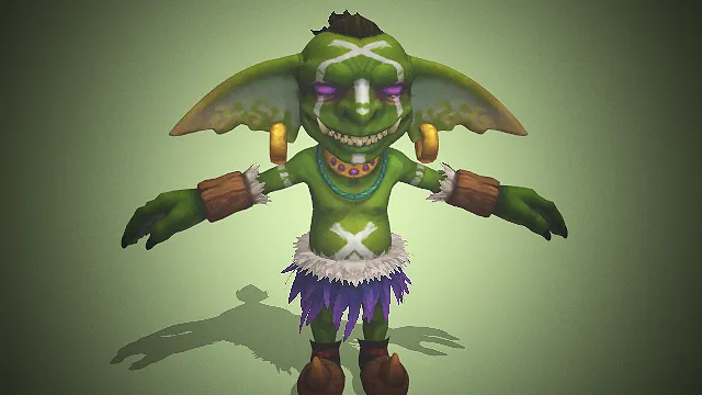 绿皮哥布林  部落涂鸦  奇幻魔物  游戏野怪造型  矮壮体型