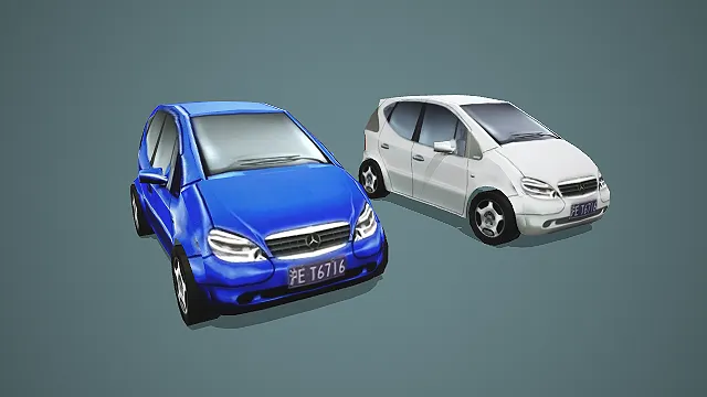 蓝白双配色小型轿车 3D 模型