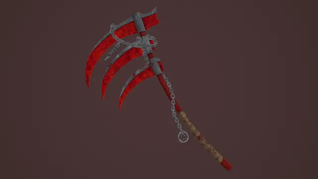 暗黑风格血色三刃链镰3D模型