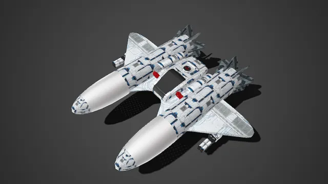 未来科幻风格  双体战机  白蓝配色  宇宙飞船  飞行器  星际题材