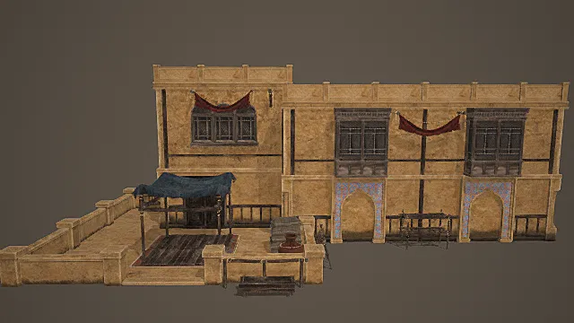 西域风情联排商住建筑模型