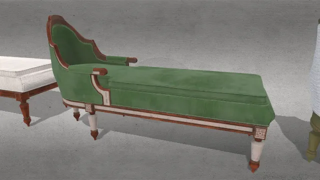 晚期19世纪晕厥长沙发贵妃椅斜椅