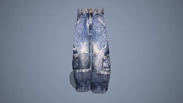 通用高腰直筒牛仔裤3D服装模型