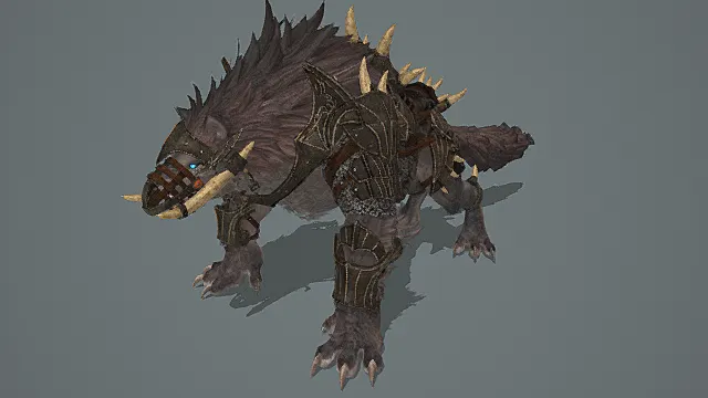 黑暗奇幻风格重甲野猪模型 