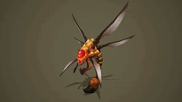 卡通 Q 版红眼巨蜂毒刺飞虫 3D 游戏怪物 BOSS 模型