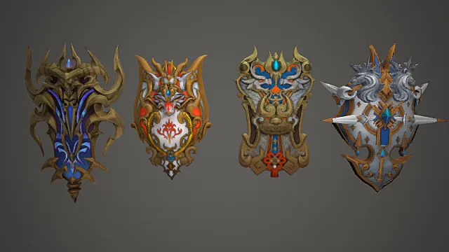 奇幻华丽纹饰盾牌套装模型