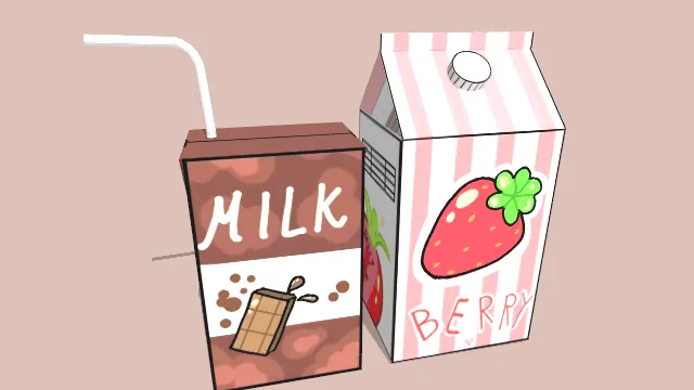 可爱包装的草莓巧克力口味的牛奶饮品