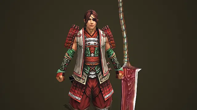 带巨型弯刀的日式武士风格战士模型