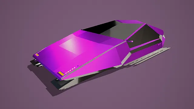 科幻设计风格化blnk-100 概念紫色悬浮车3D汽车模型