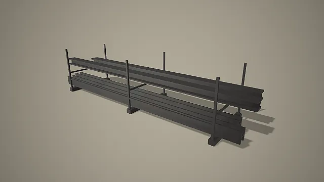 双层型钢料架 3D 低多边形工业仓储场景模型