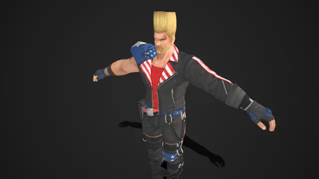 美式朋克风格  硬核格斗角色  莫西干发型  络腮胡  黑皮夹克  健硕肌肉  美式元素  硬汉