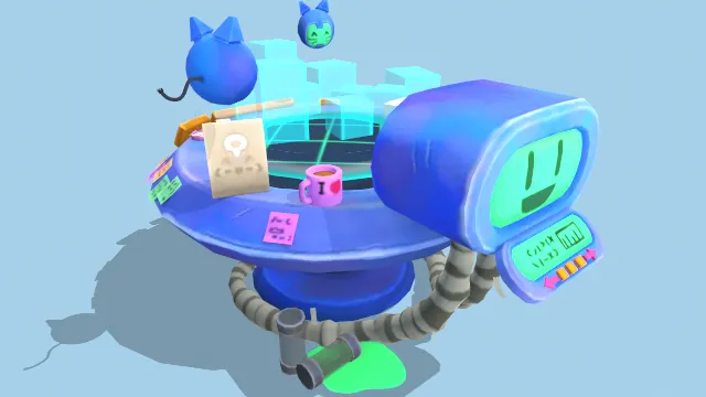 卡通风格未来科技新扫描仪机器人