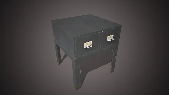 一个复古做旧风格的工业风床头柜3D模型