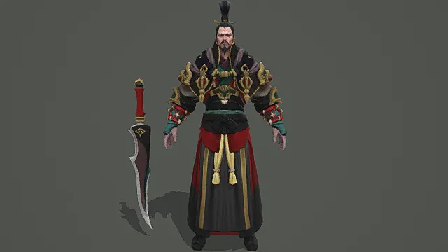 国风武将风格男性角色模型