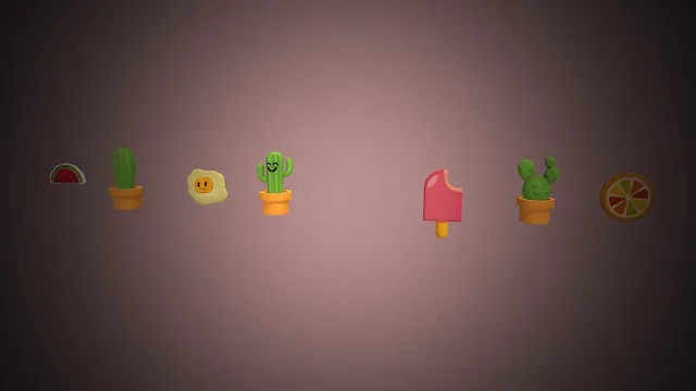 一组可爱的卡通摆件3D模型集合