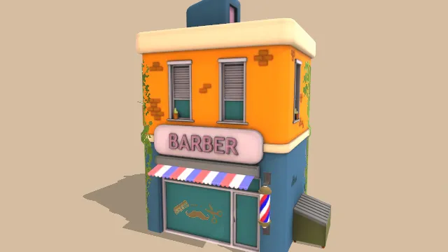 风格化理发店房屋楼层建筑