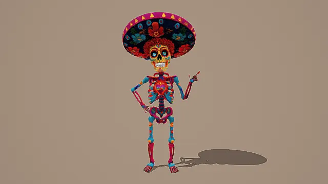墨西哥亡灵节风格骷髅人偶3D模型