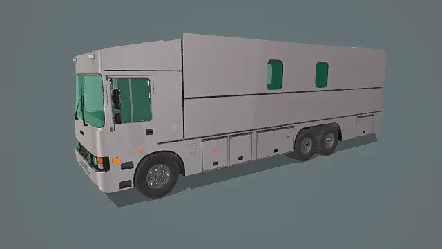 卡通风格现代多功能厢式房车3D模型